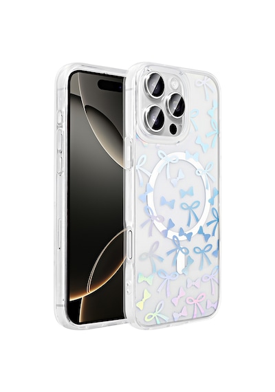Apple Uyumlu iPhone 16 Pro Max Kılıf M-safe Şarj Özellikli Şeffaf Mkst Folk Sert Kapak - Fiyonk Beyaz