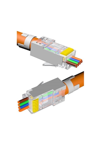 Cat7 Cat6A EZ Yeni Nesil RJ45 Delikli Metal Konnektör - 100 Adet
