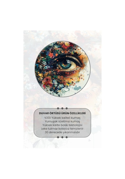 Çiçekli Göz Desenli Duvar Halısı Duvar Örtüsü Tapestry Süet Dokulu Kumaş
