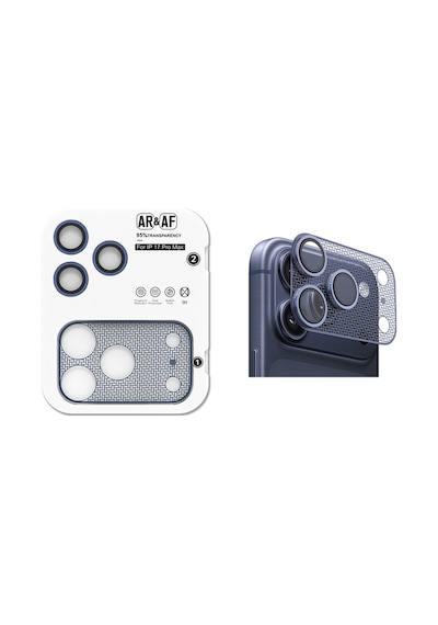 iPhone 17 Pro Max Uyumlu 2in1 Kamera Lens Koruyucu Anti-reflective Parmak İzi Bırakmaz Çizilmez Cam Mavi