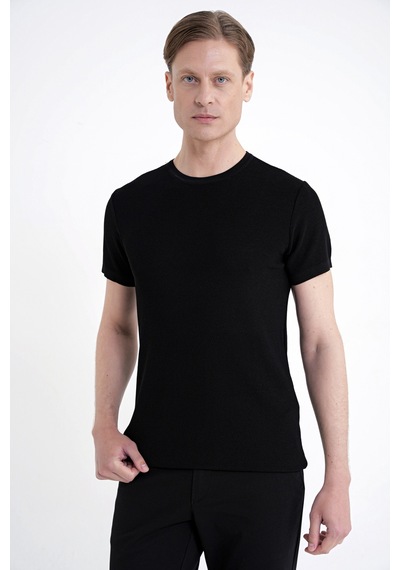 Efor Comfort Fit Rayon Karışımlı Siyah Bisiklet Yaka Tişört Ts 925