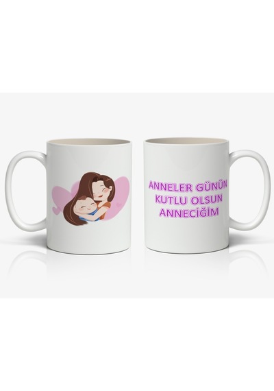 Anneler Günün Kutlu Olsun Anneciğim Yazılı 1 Adet Annelerin Kalbini Isıtacak Tasarım Hediyelik Kupa Beyaz