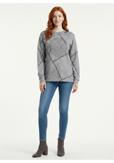 Neden Tekstil Kadın Gri Baskılı Uzun Kollu Sweatshirt