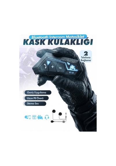 Kask Kulaklık Bt22 Bluetooth Motosiklet Kulaklık 5.0 Bluetooth Intercom Motosiklet Kulaklık