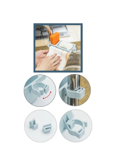 Musluğa Takılan Sünger Havlu Askılı Sabun Hazneli Mutfak Banyo Lavabo Düzenleyici Organizer Ekru Diğer