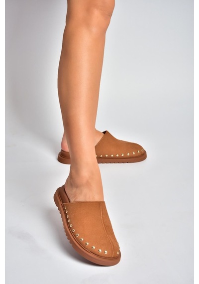 Fox Shoes Y918132902 Taba Süet Önü Kapalı Sabo Terlik