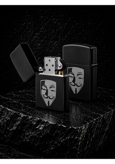 İsime Kişiye Özel V For Vendetta Temalı Benzinli Çakmak Premium Hediye Dolu Gönderim Siyah