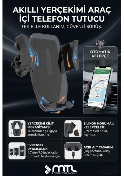 Araç İçi Dayanıklı Telefon Tutucu Havalandırma Izgarası Özel Tasarımtek Elle Kullanım Evrensel Uyum