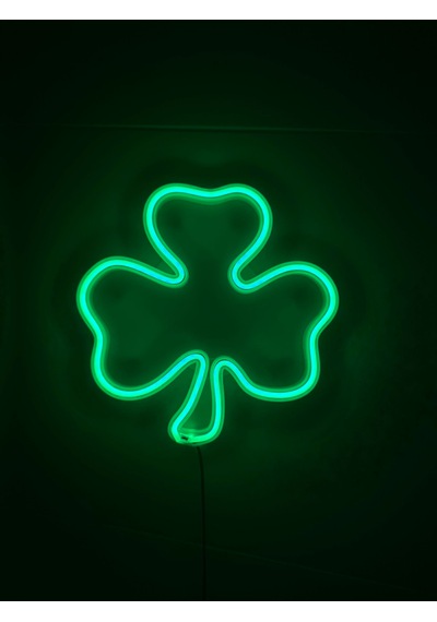 Dgrk 3d Özel Basım Filament Işıklı Tasarım Yonca Figürlü Neon Le