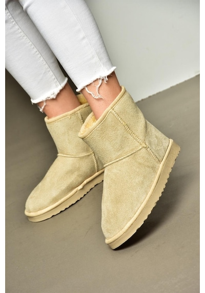 Fox Shoes R612026502 Bej Süet İçi Tüylü Kadın Bot Bej