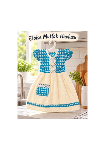 Elbise Mutfak Havlusu 20x30cm Turkuaz Çok Renkli