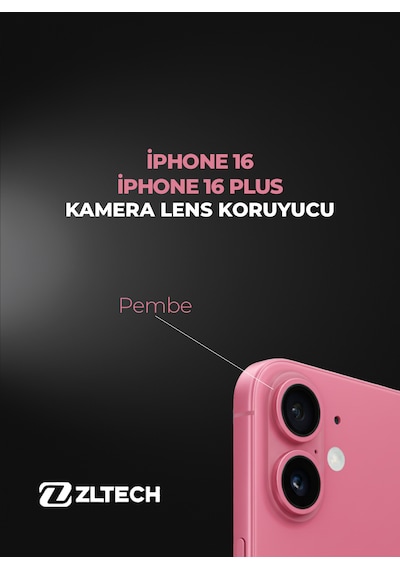 İphone 16/16plus Uyumlu Kamera Lens Koruyucu Pembe