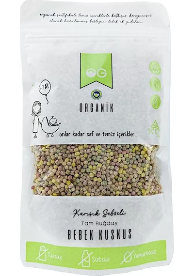 Organik Karışık Sebzeli Tam Buğday Bebek Kuskus +7 250gr