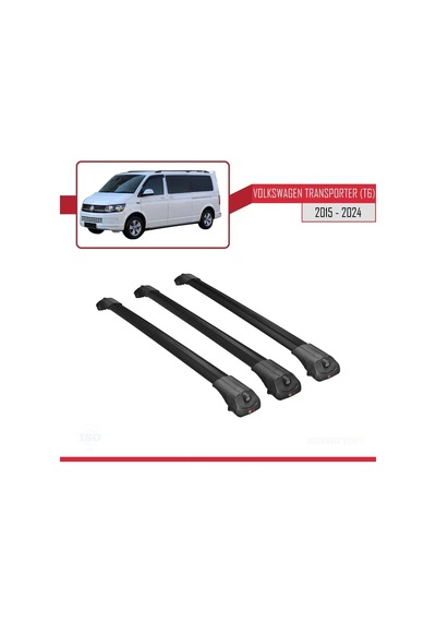 Volkswagen Transporter T6 2015 Ve Sonrası İle Uyumlu Ace-1 Ara Atkı Tavan Barı Siyah 3 Adet Bar