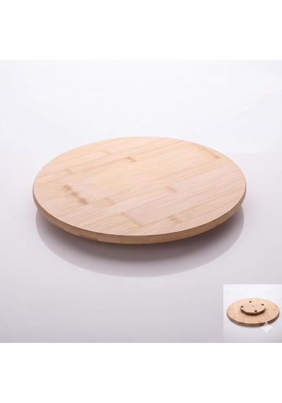 Amberhaus 30 Cm Bambu Döner Sunumluk - Döner Mekanizmalı Ahşap Peynir Tabağı, Kahvaltı Ve Şarküteri Tepsisi 30 Cm, Bambu