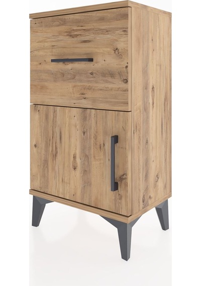 Arges Komodin 3 Raflı Tek Kapaklı 44x30x80 Çam-çam Çam