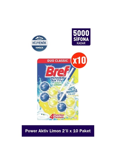 Bref Power Aktiv Katı Klozet Bloğu Limon 10 x 2'li