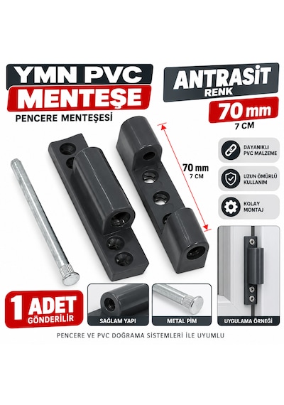 Antrasit Pvc Pencere Pimapen Menteşesi 70 Mm Uzunluk :7 Cm 1 Adet Gönderilir