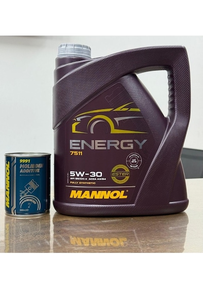 Mannol 5W-30 Energy 7511 Motor Yağı Ve Molibden Additive 9991 İtici Ses  Katkısı
