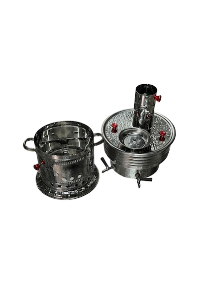 Odunlu Çift Musluklu Çelik Semaver 7 Lt -107