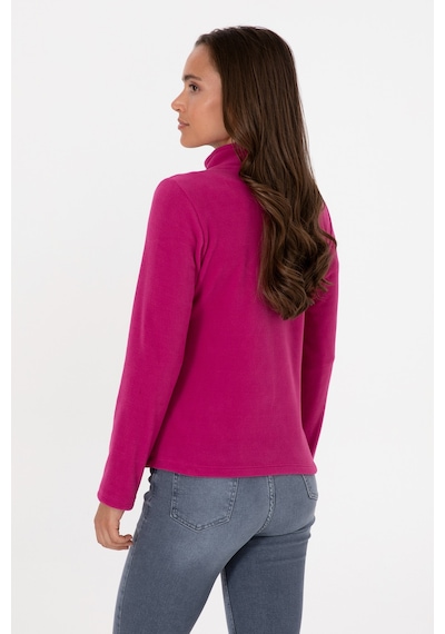 U.S. Polo Assn. Kadın Fuşya Fermuarlı Dik Yaka Polar Sweatshirt 50316729-VR023