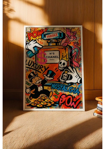 Chanel No. 5 Parfüm Şişesi Çerçeveli Tablo Yeni Ev Hediyesi Street Art