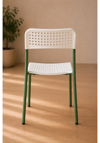 Mira Beyaz/ Yeşil Sandalye Plastik Gövdeli Metal Ayaklı, Mutfak Sandalyesi, Çalışma, Bahçe, Yemek Oda Beyaz/yeşil- 5 Adet
