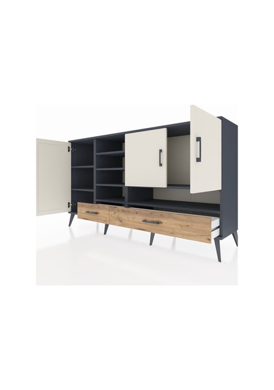 Hyperion Konsol 8 Raflı 2 Çekmeceli 3 Kapaklı 176x44x99 Antrasit- Antrasit-aytaşı/çam Hyperion Konsol 8 Raflı 2 Çekmeceli 3 Kapaklı 176x44x99 Antrasit- Antrasit-aytaşı/çam