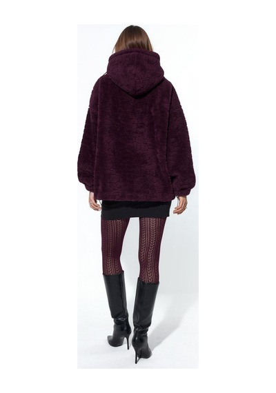 Hiccup Oversize Kapüşonlu Dokulu Ceket Leylak Moru
