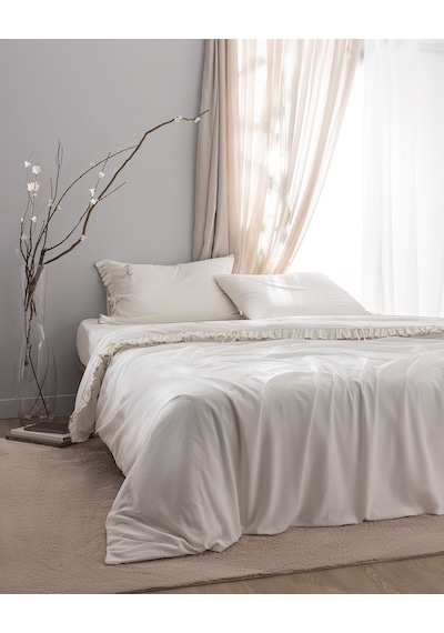 Madame Coco Perline King Size %100 Pamuk Fırfırlı Nevresim Takımı - Ekru/bej Çok Renkli