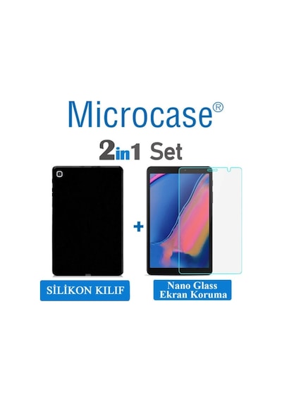 Samsung Uyumlu Tab A 8 T290 T295 T297 Silikon Kilif Siyah+Ekran Koruma 370094900