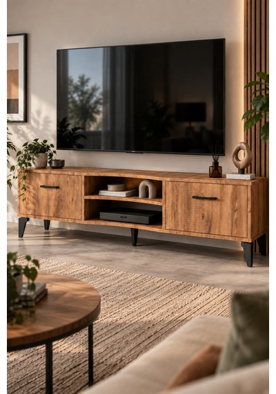 Sulorahome Suntalam Kahverengi Tv Sehpası 160x35 Cm
