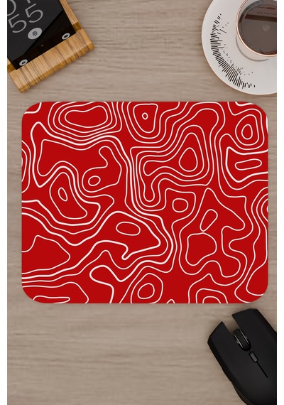 Kırmızı Beyaz 22x18 Taraftar Gaming Oyuncu Mouse Pad Kaymaz Taban Küçük Fare Altlığı Topography