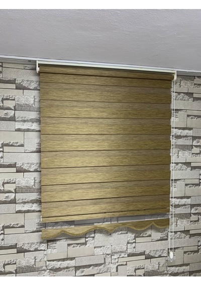 Bambu Kahve Renk Zebra Perde (Etekli)