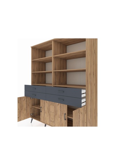 Kronos Gardrop 8 Raflı 4 Çekmeceli 4 Kapaklı 176x59x221 Çam-çam/antrasit Çam/antrasit Kronos Gardrop 8 Raflı 4 Çekmeceli 4 Kapaklı 176x59x221 Çam-çam/antrasit Çam/antrasit