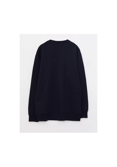LC Waikiki Lcw Casual Lacivert Bisiklet Yaka Uzun Kollu Baskılı Erkek Sweatshirt