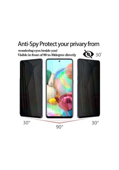 Samsung Galaxy M22 Hayalet Ekran Koruyucu 5d Privacy Kırılmaz Zırh Tam Kaplama Cam