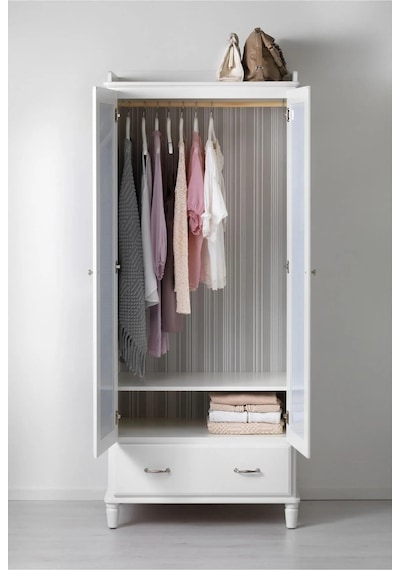 Ikea Beyaz Modern Kapaklı Gardırop Beyaz-ayna