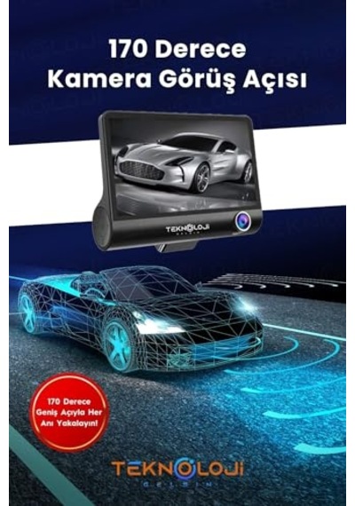 Lcd Ekranlı 170 Geniş Açı 1080p İçi Kamera Gece Görüşlü 3 Kameralı G-sensör İle Uyumlu Yol Kayıt Diğer