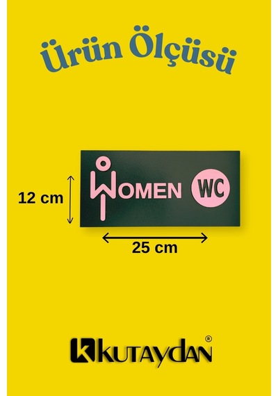 Dekoratif Ahşap 2d Kabartma Women Figürlü Wc Tabelası - Pembe