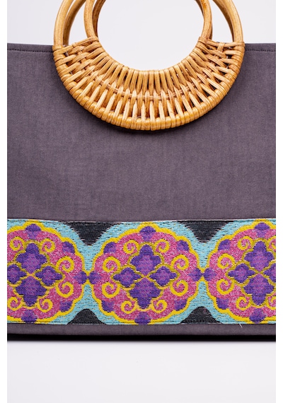 Fabric Craft Bag Kadın El Çantası Denim Etnik Bordürlü Mavi