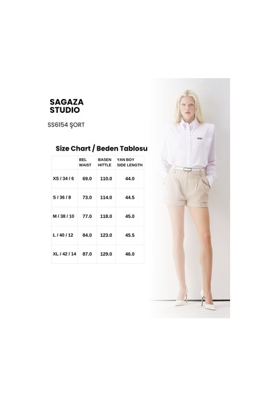 Sagaza Studio Ss6154 Kemerli Cep Detaylı Şort Bej