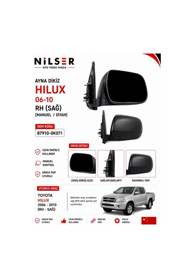 Toyota Hilux Dikiz Ayna Dış Sağ 2006-2010 Manuel