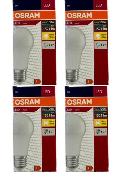 Osram 13w 100w 2700k Sarı Işık E27 Duylu Led Ampul 4 Adet