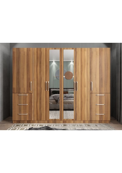 Zeren 6 Kapaklı Çekmeceli Gardırop Dolap Cvz 270 Cm