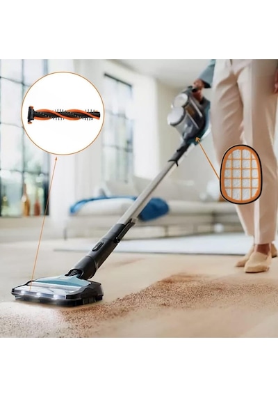 Philips Xc 7040, 7043, 8043 Speedpro Max Şarjlı Dikey Süpürge İle Uyumlu Emici Başlık Fırçası Ve Filtre Seti
