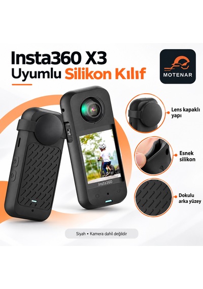 Motenar Insta360 X3 Uyumlu Şeffaf Lens Koruyucu 2 Adet Siyah