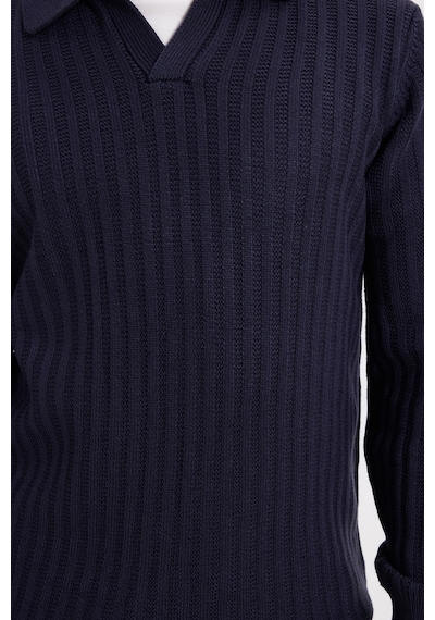Tudors Erkek Standart Fit Normal Kesim Polo Yaka Lacivert Kazak-46285