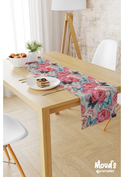 Classic Pattern 3 Desenli Baskılı Süet Runner Masa Örtüsü