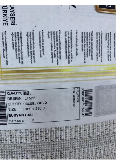 Bünyan Halı Twist Lt522 Serisi Oturma Salon Yatak Çocuk Odası Halısı Krem - Gri